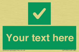 Custom green background, green square with tick sign